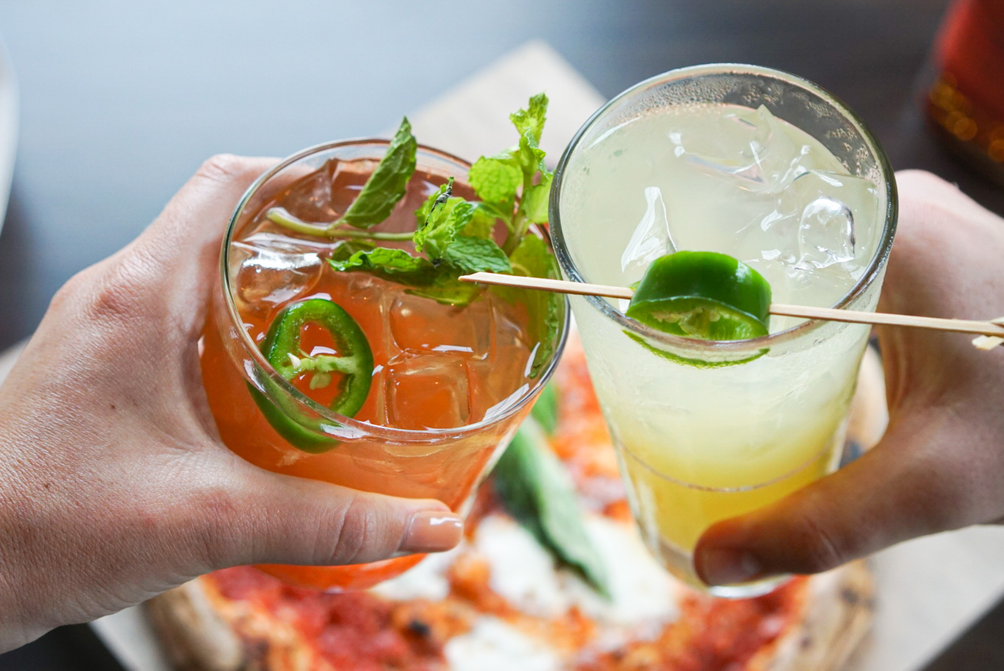 cocktails and pizza